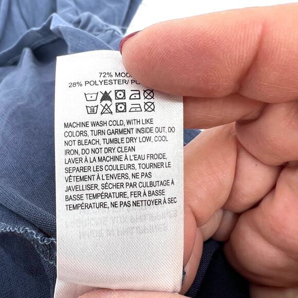 Lucky Brand Womens Long Sleeve Notch Neck Sandwash Top Blue Size XL NEW - Picture 8 of 9